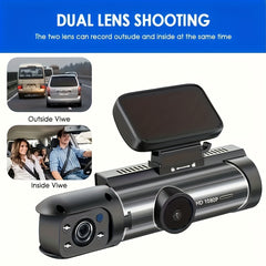 Dual Dash Cam with Infrared Night Vision | 1080P Front and Inside Cameras | Wide Angle Car DVR Camera | 3.16 Inch IPS Screen | 24hr Motion Sensor Parking Mode | Loop Recording (32G Card Not Included)